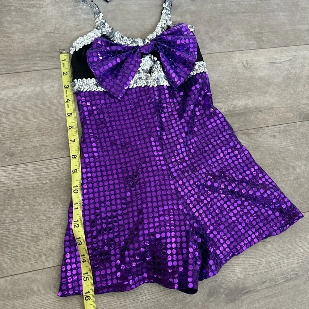 Custom Made Purple Silver Sequin Dance Costume/Halloween Ravens Cheerleader XS/S